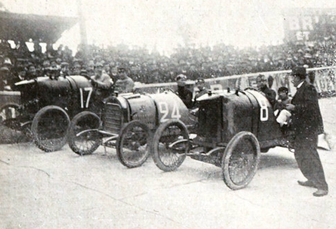 1909 Parco dei Principi, Parigi - Giuppone, Boillot e Goux su Lion-Peugeot
