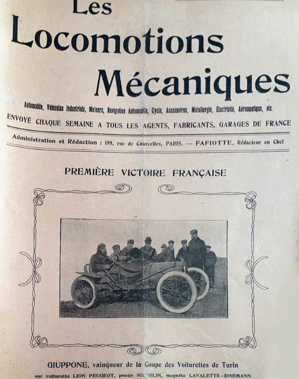 1908 Giuppone vincitore della Corsa Vetturette dell'Esposizione di Torino